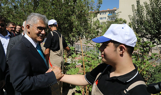 Vali Çelik, öğrencilerle hasat yaptı;