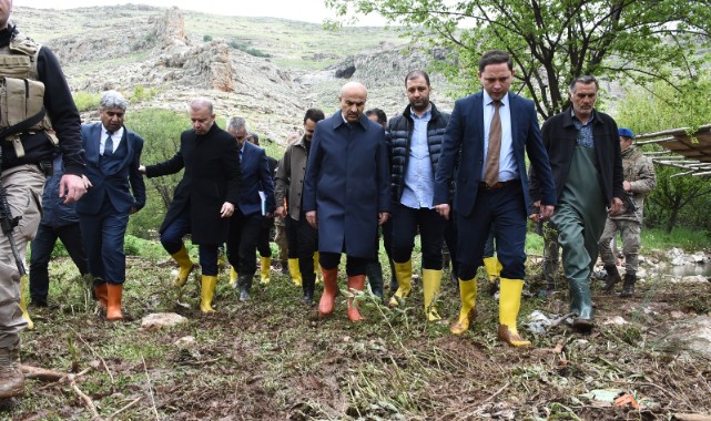 Yoğun yağış sonrasında Midyat’ta inceleme