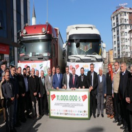 Kaymakam Şahin 25 yardım tırını dualarla uğurladı