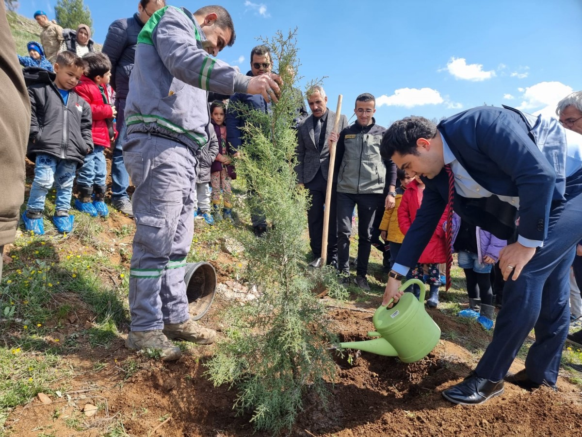 Önce fidan dikti, sonra can suyu döktü