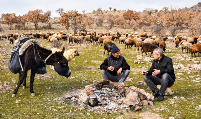 Yaylada çoban ateşinde çay keyfi